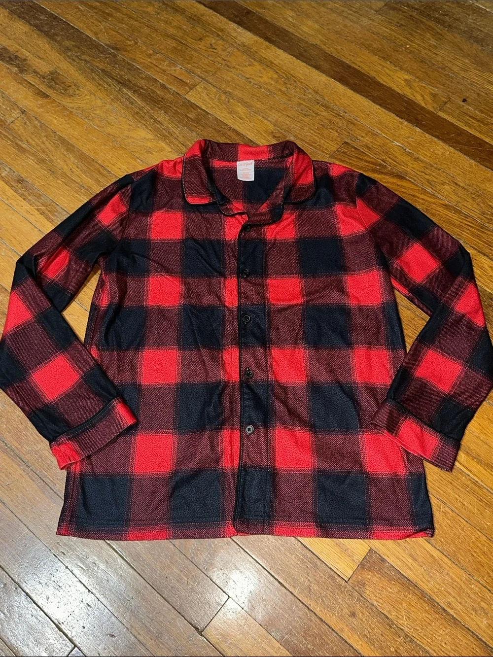 Cat & Jack Red and Black Buffalo Plaid Kids Pajama Set, XL (14)